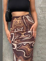 Skirts Bangniweigou Fall/Winter High Waist Fashion Print Taupe Pencil Skirt For Women Slim Elegant Daily Outfit