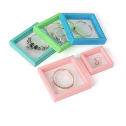 Storage Boxes Bins Colorf Pe Film Brooch Coin Gems Jewelry Box Dustproof Exhibition Decoration Suspended Floating Ring Earrings Di Dhcwd