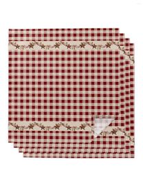 Table Napkin Country Style Retro Red Plaid Napkins Set Soft Handkerchief Wedding Banquet Dinner Decoration Custom