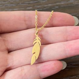 Pendant Necklaces Fashion Trendy Stainless Steel Necklace For Women Man Girl Feather Choker Chain Jewellery Collar