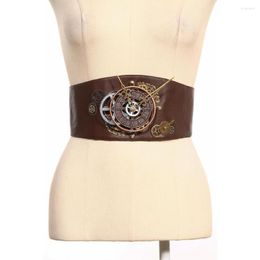 Belts Halloween Cosplay Costumes Woman Steampunk Style Belt Girl Pu Leather Waist Seal Elastic Wide Court Mediaeval Retro