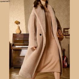 Women's Wool Blends Mm Women's Clothing Designer Coats Top Quality Max Classic Teddy Bear Hooded Jackets Handmade Custom Pure Wool Coat Long Loose Fashion