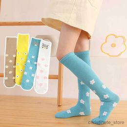 Kids Socks princess girls Skin-friendly cotton stockings Embroidery lovely floret over knee high socks letter baby kids long socks