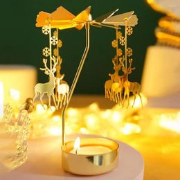 Candle Holders Holder For Christmas Decoration Merry-go-round Golden Alloy Leaves Carousel Wedding