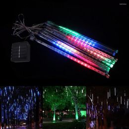 Strings 30cm 8 Tubes 144Leds Solar LED Meteor Shower Light Holiday Decorations String Lights For Garden Street Party Year Decor