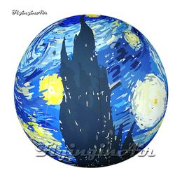 Artistic Balloon Large Hanging Inflatable Sphere Printed Ball With Van Gogh's Oil Painting of The Starry Sky For Museum Decoration