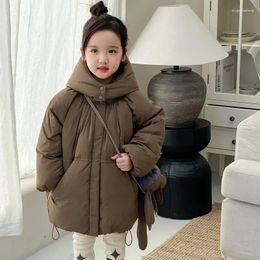 Down Coat Jacket For Kids Korean Winter Cotton Parkas Boys Girls Solid Hooded Thick Chidlren Warm Coats