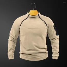 Men's Hoodies Men Fall Winter Sweatshirt High Collar Neck Protection Zipper Decor Long Sleeve Solid Colour Thick Warm Soft Top