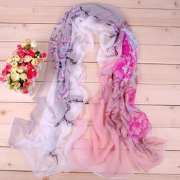 Scarves 2023 Chiffon Printed Silk Scarf Elegant Flower Female Spring Summer Fashion