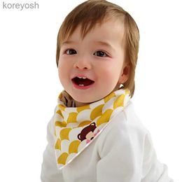 Bibs Burp Cloths Baby Eating Baby Saliva Towel Children Concealed Buckle Double Printed Cotton Triangle Scarf Bib Custom WholesaleL231125
