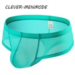 Men's Sexy Underwear Fishnet Transparent Boxer Shorts Exotic Lingerie Breathable Briefs Bulge Pouch U Convex Underpants