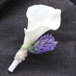 Decorative Flowers Wedding Boutonniere Groom Groomsman Pin Brooch Corsage Suit Decor Calla Flower Accessories