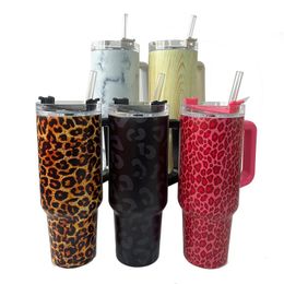 Water Bottles 40oz Ice Cup Stainless Steel Insulated Cold Beer Car with Handle Wide Flask Coffee Mugs Bottle 231124