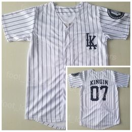 Moive Baseball Jersey 07 KINGIN LK Uniform Film Cooperstown College Vintage Pullover Team Colour White Pinstripe Cool Base Pure Cotton University Retro Stitched