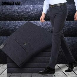 Men's Pants Top Quality Brushed Winter New Brand Fashion Korean Comfortable Long Casual Pants Men Business Trousers Mens Clothes 2023 Big S zln231125