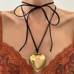 Pendant Necklaces Chunky 3D Heart Choker Necklace Big Adjustable Rope Chain For Women Teen Girls Y2K Trendy Jewellery