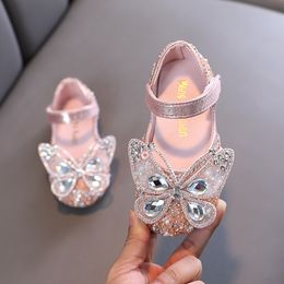 Sneakers Girls Cute Pearl Princess Shoes Spring Kids Sequin Bow Dance Leather Children's Party Wedding G579 230424