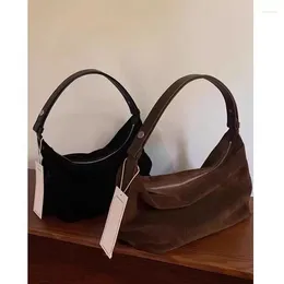 Evening Bags Vintage Suede Brown Shoulder For Women Designer Nubuck PU Leather Tote Handbags Female Casual Travel Purse Underarm Bag