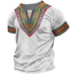 Мужские футболки, футболка Дашики в африканском стиле, традиционная одежда, с коротким рукавом, повседневная модная уличная винтажная одежда в этническом стиле