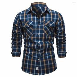 Men's Casual Shirts BabYoung 2023 Causal Cotton Plaid For Men Luxury Social Dress Shirt Long Sleeve Chequered Men's Clothing