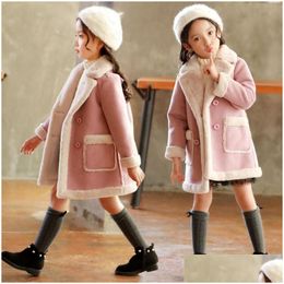 Coat Kids Thicken Veet Winter Jackets For Girls Fashion Woollen Outerwear Childrens Warm Clothes Toddler Jacket Drop Delivery Baby Mat Dhaj9