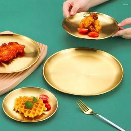 Plates Dinner Plate Stainless Steel Round Serving For Home Kichten BBQ Party Camping Tableware