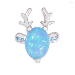 Pendant Necklaces CiNily Created Blue & White Fire Opal Zircon Silver Plated Wholesalel Sell Fashion For Women Jewelry Gift OD7038-39