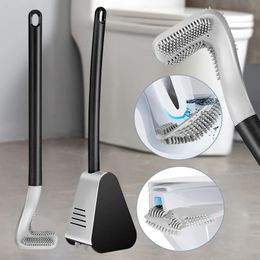 Toilet Brushes Holders Silicone Toilet Brush With Holder Golf Brush Head Toilet Cleaning Brush Wall Mount Long Handle Wc Brushes Bathroom Accessories 231124