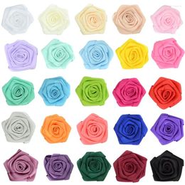 Hair Accessories 40pcs/lot 4.5cm Handmade Rolled Ribbon Rose Flower For DIY Shoes Clothes Dress Crafting Wedding Bouquet Flowers