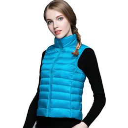 Women's Vests 2023 Winter Women Sleeveless Jacket Coat Brand UltraLight White Duck Down Vest Female Slim Windproof Warm Waistcoat