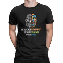 Men's T-Shirts 100% Cotton Tee Shirt Intelligence Men T Shirt Intelligence Is The Ability To Adapt To Change Vintage Science Slogan T-Shirt 230425