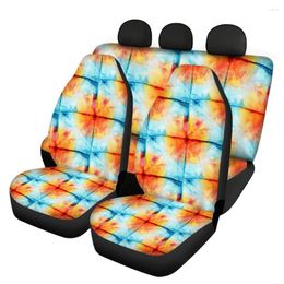 Car Seat Covers INSTANTARTS Front And Back For Vehicle Tie Dye Print Soft Cover Easy To Instal Auto Interior Women Men