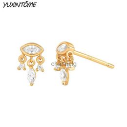 Stud 925 Sterling Silver Needle Exquisite Geometric Stud Earrings 2022 Luxury 24K Gold Earrings for Women Premium Jewellery Accessories YQ231125