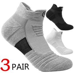 Men's Socks 3 Pairs Breathable Sports Solid Color Thick Running Basketball Elastic Cotton