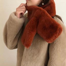 Scarves Faux Fur Super Soft Cross Over Muffler Fashion Warm Multicolor Double Face