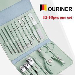 Nail Manicure Set 1216pcsset Nail Cutter Set Stainless Steel Nail Clippers Set With Folding Bag Manicure Cutter Kits Scissors Makeup Beauty Tool 230425