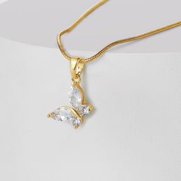 Zircon Butterfly Necklace Exquisite Golden Crystal Pendant Collar Chain Necklace Women Wedding Party Jewellery Gift