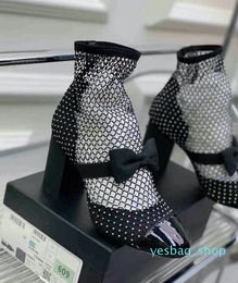 Luxury Designer Sandalsmid heel chunky pump lambskin sole sexy diamond net wedge sandal