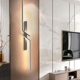 Wall Lamp Modern Minimalist LED Long Creative Bedroom Bedside Grille Living Room Tv Sofa Background Lighting