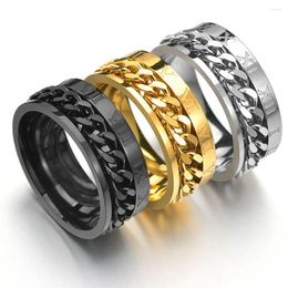 Cluster Rings 30/50pcs Gold/Silver/Black Plated 8MM Roman Numerals Rotatable High-Quality Stainless Steel Spinner Chain Ring Modyle Jewellery