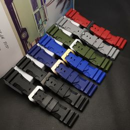 Watch Bands Top quality 24mm 26mm Nature silicone rubber strap For Panerai strap watch band Waterproof watchband free tools 230425