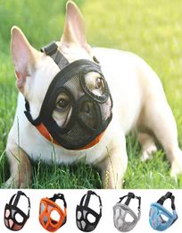 Short Snout Pet Dog Muzzles Adjustable French Bulldog Muzzle Dog Mouth Mask Breathable Muzzle for Anti Stop Barking Supplies7127006