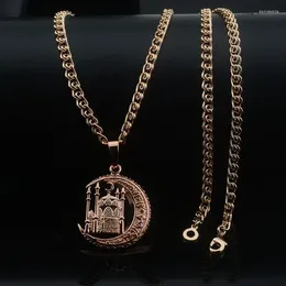 Pendant Necklaces Fashion Jewelry Women 585 Rose Gold Color Castle Religion With 50cm Chains