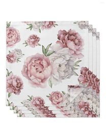 Table Napkin Vintage Flowers Pink Peony White Napkins Cloth Set Tea Towels Birthday Wedding Party Decoration