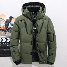 Men's Jackets Men High Quality Down Jacket Thicken Duck Parka Tactical Winter Coat Hooded Many Pockets Overcoat Mens Warm Parkas 231124