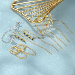 Stud ROXI 925 Sterling Silver Simple Long Chain Earrings For Women Charm Tassel Piercing Earrings 2021 Party Wedding Jewellery Ear Cuff YQ231125