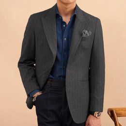 Men's Suits 2023 Men Vintage Sport Blazers For Stripe Suit Blazer British Office Jacket Casual Business Gentleman Coat