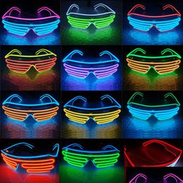 Other Festive Party Supplies Led Glasses Wire Fluorescent Flash Glass Window Year Easter Graduation Birthday Bar Decorative Lumino Dhhyo