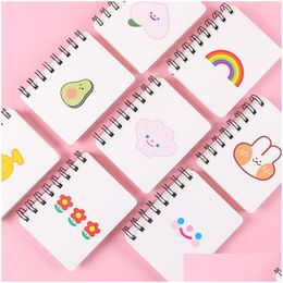 Notepads Wholesale 80 Papers Cute Kawaii A7 Spiral Notebook High Quality Students Portable Pocket Book For Gift Drop Delivery Office Dhlvg