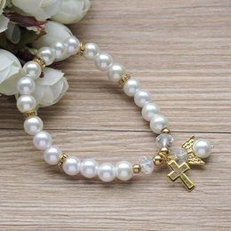 Party Favor Baby Shower Decoration Christening Bracelet Angel Acrylic Gold Girl Boy Baptism Gift Bracelets